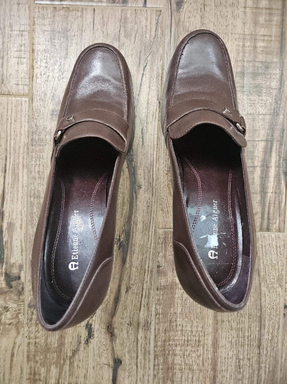vintage etienne agner leather heeled loafers 9